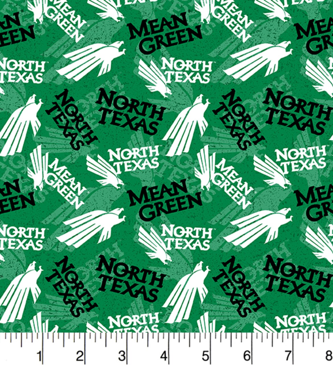 Sykel Enterprises-University of North Texas Cotton Fabric-North Texas Mean Green Tone On Tone Cotton Quilting Fabric